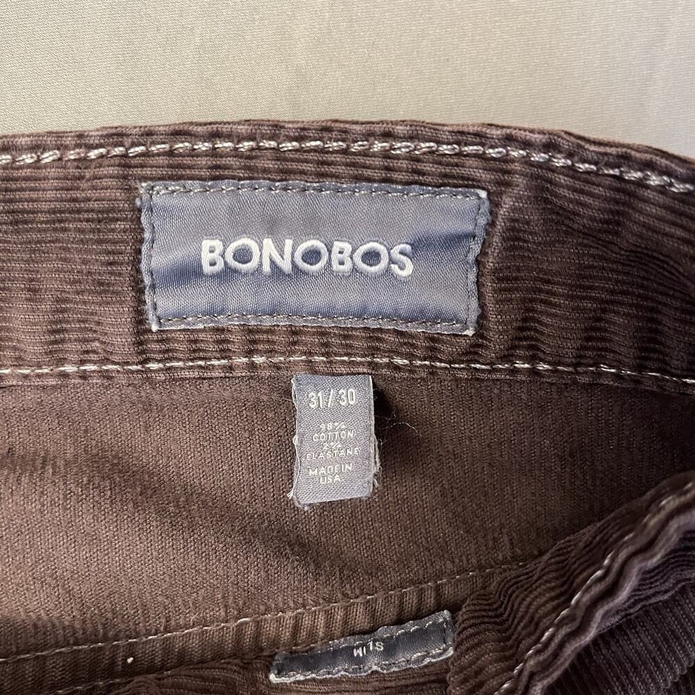 Bonobos Corduroy Pants Mens 31x30 Brown Slim Straight Stretch Classic Trouser - Picture 3 of 12